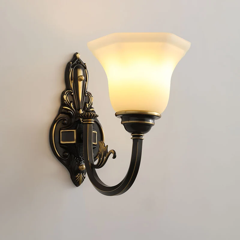 Messing wandverlichting armatuur rustieke vorst glazen klokvormige wandlamp voor woonkamer Clearhalo