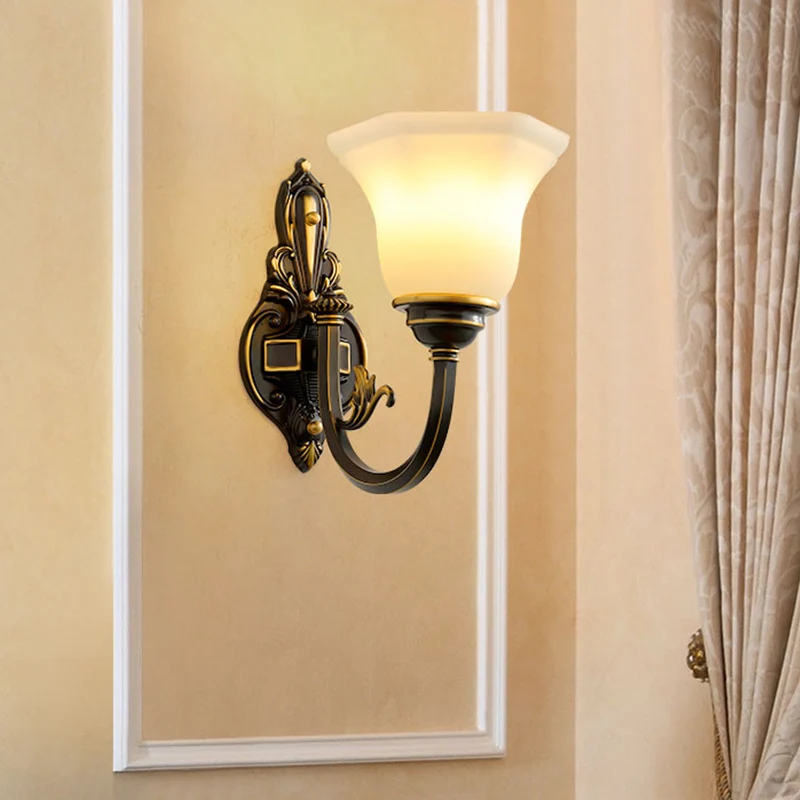 Messing wandverlichting armatuur rustieke vorst glazen klokvormige wandlamp voor woonkamer Clearhalo