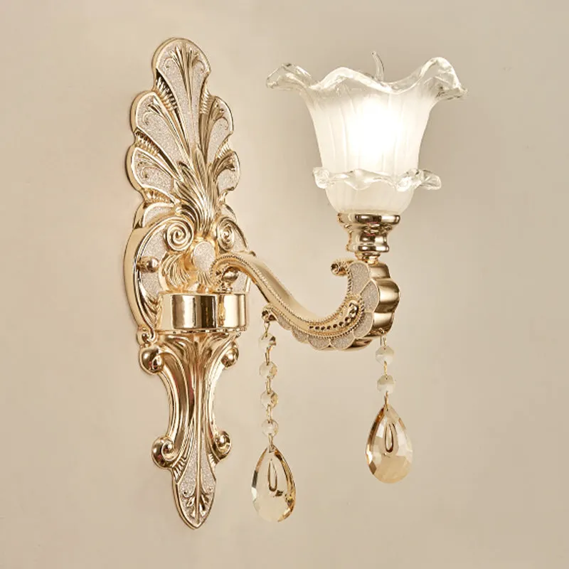 Met ruches getrimde bel van matglas Retro 1/2-lamp deuropening wandgemonteerd licht goud Clearhalo