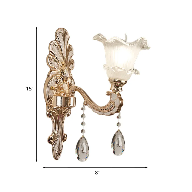Met ruches getrimde bel van matglas Retro 1/2-lamp deuropening wandgemonteerd licht goud Clearhalo