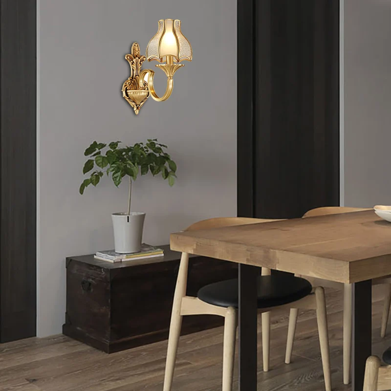 Metaal Messing Wandkandelaar Verlichting Gebogen 1/2-licht Traditionele wandlamp voor slaapkamer Clearhalo