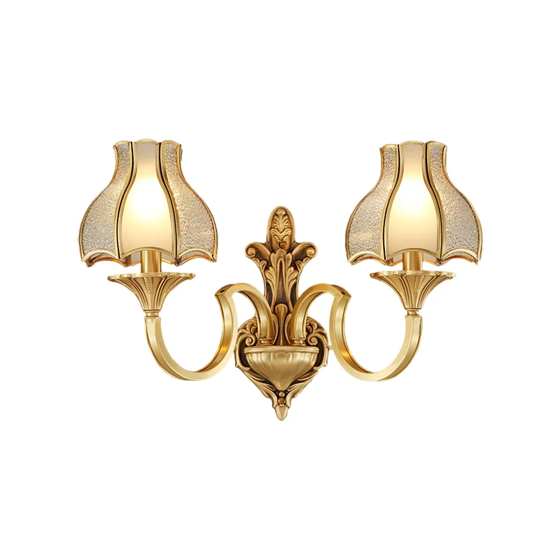 Metaal Messing Wandkandelaar Verlichting Gebogen 1/2-licht Traditionele wandlamp voor slaapkamer Clearhalo