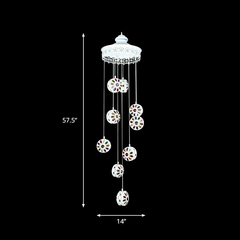 Metaal witte cluster hanglamp rond 9 koppen traditionele plafondlamp voor woonkamer Clearhalo