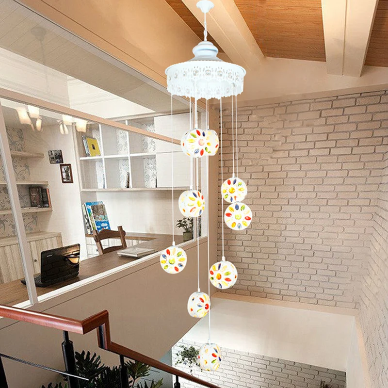 Metaal witte cluster hanglamp rond 9 koppen traditionele plafondlamp voor woonkamer Clearhalo