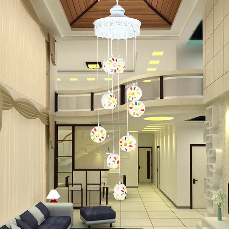 Metaal witte cluster hanglamp rond 9 koppen traditionele plafondlamp voor woonkamer Clearhalo