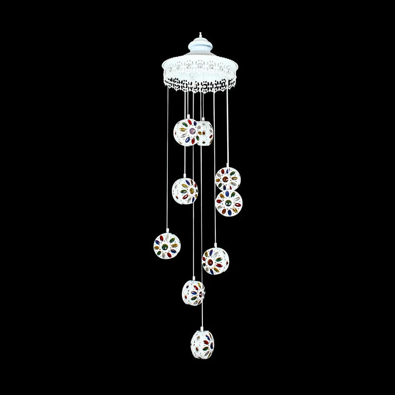 Metaal witte cluster hanglamp rond 9 koppen traditionele plafondlamp voor woonkamer Clearhalo