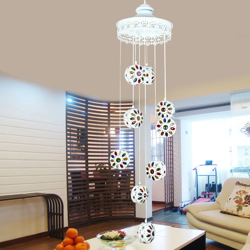 Metaal witte cluster hanglamp rond 9 koppen traditionele plafondlamp voor woonkamer Clearhalo