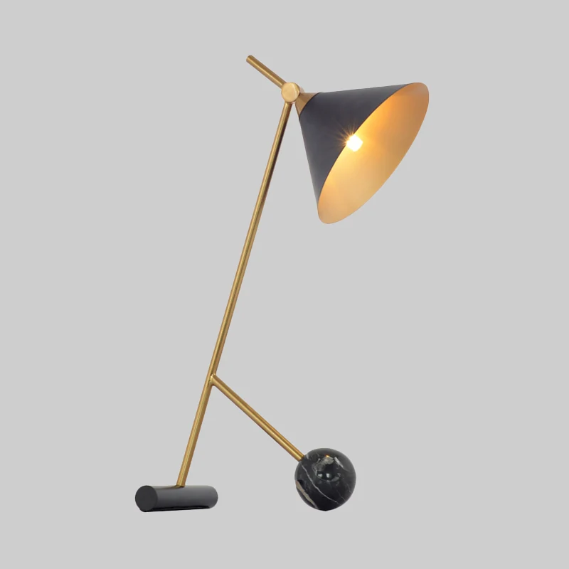 Metaal wit/zwart nachtkastje licht trechter 1 licht vintage nachtkastje lamp met marmeren bal voor slaapkamer Clearhalo
