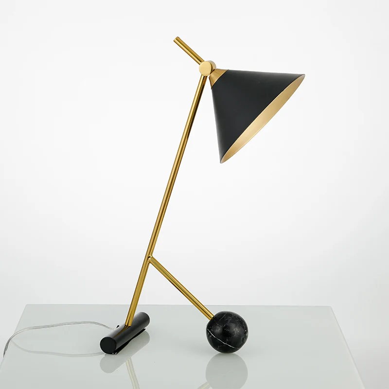 Metaal wit/zwart nachtkastje licht trechter 1 licht vintage nachtkastje lamp met marmeren bal voor slaapkamer Clearhalo