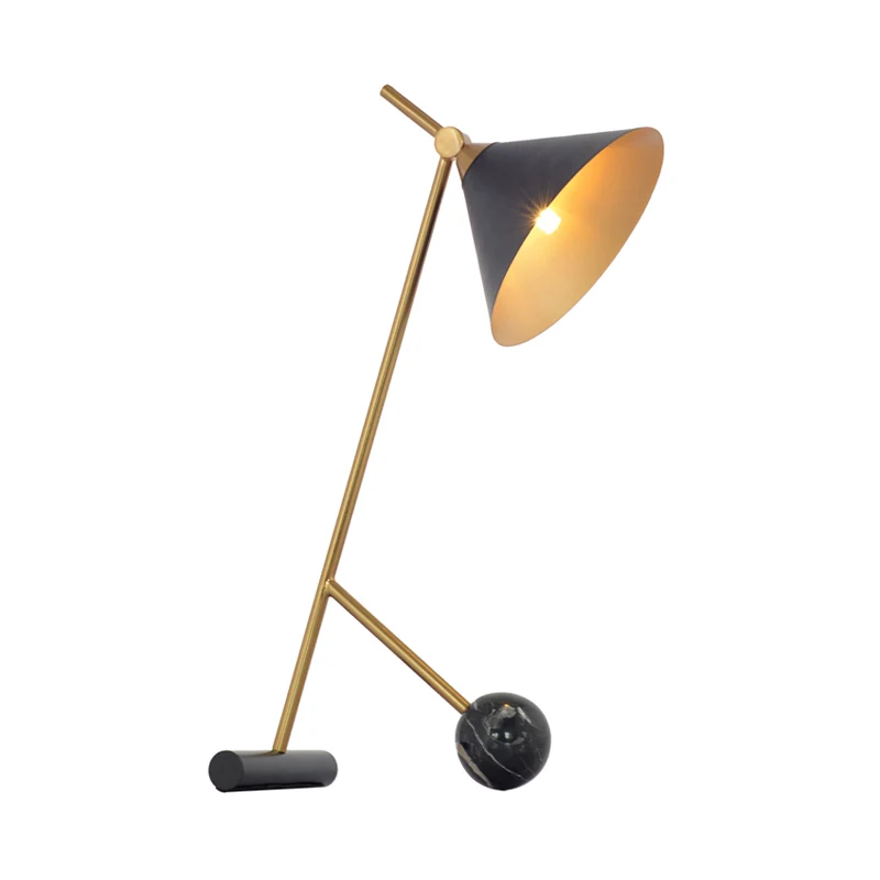 Metaal wit/zwart nachtkastje licht trechter 1 licht vintage nachtkastje lamp met marmeren bal voor slaapkamer Clearhalo