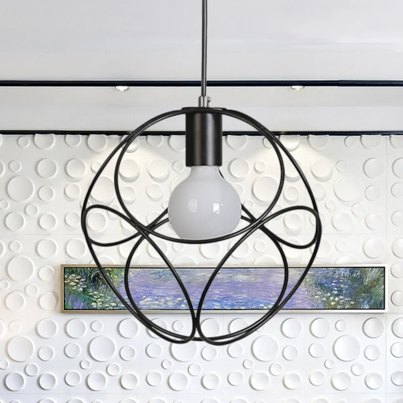 Metaal wit/zwarte hanglamp vierkant 1 licht industriële stijl hangende lamp met kooikap voor binnen Clearhalo