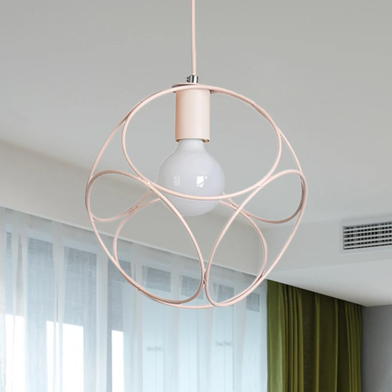 Metaal wit/zwarte hanglamp vierkant 1 licht industriële stijl hangende lamp met kooikap voor binnen Clearhalo