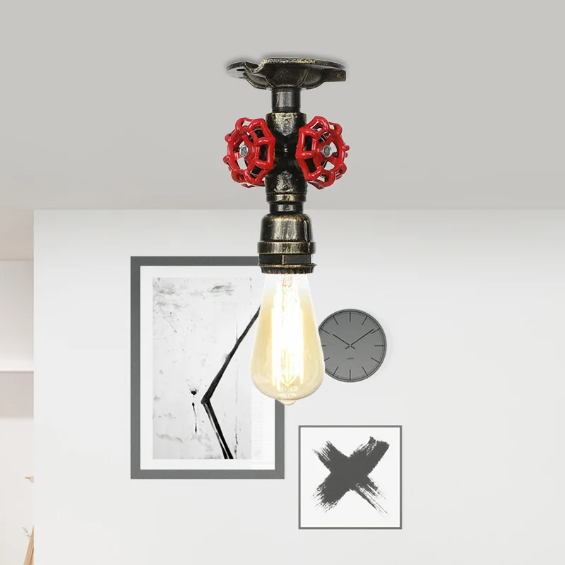 Metaalbrons halfverzonken plafondlamp waterpijp 1 lamp antieke inbouwverlichting Clearhalo