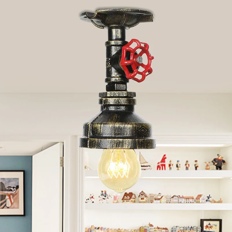 Metaalbrons halfverzonken plafondlamp waterpijp 1 lamp antieke inbouwverlichting Clearhalo
