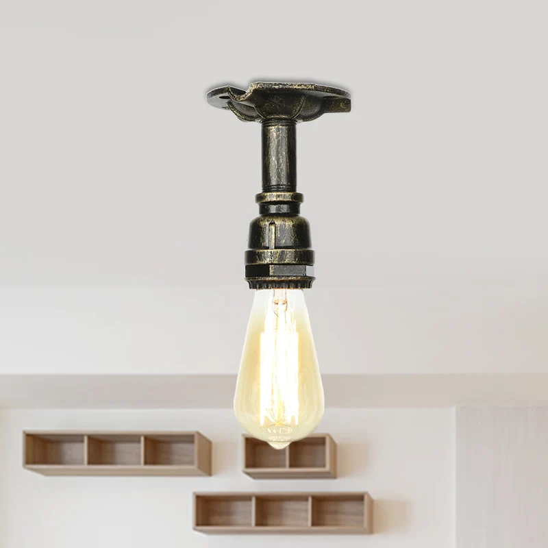Metaalbrons halfverzonken plafondlamp waterpijp 1 lamp antieke inbouwverlichting Clearhalo