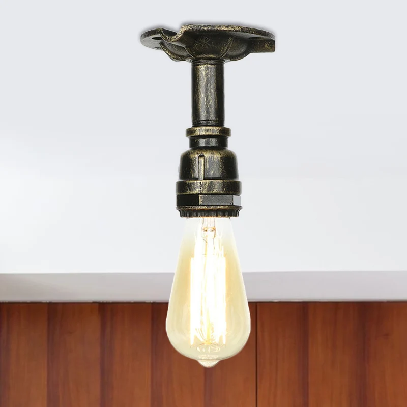 Metaalbrons halfverzonken plafondlamp waterpijp 1 lamp antieke inbouwverlichting Clearhalo