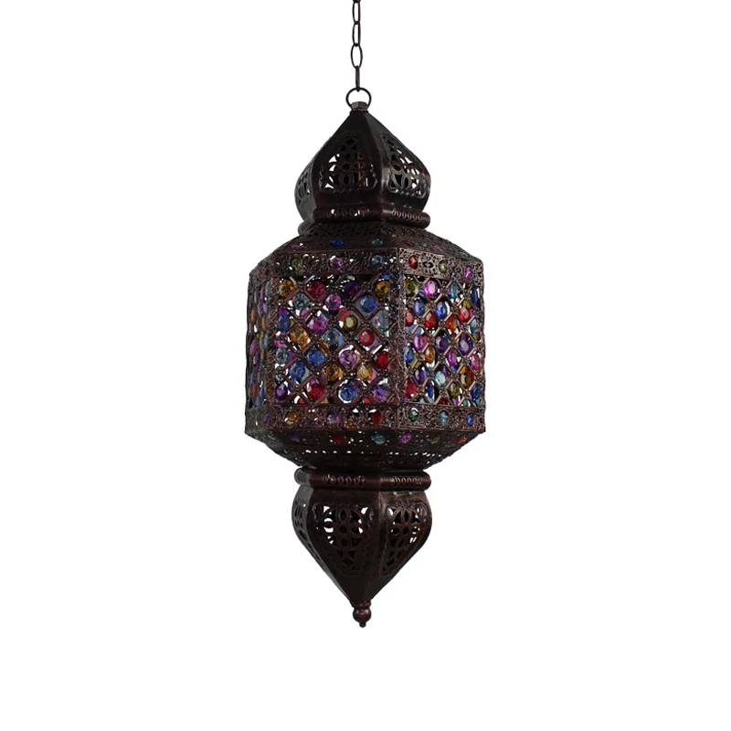 Metaalbrons hangende verlichtingsarmatuur lantaarn 1 kop vintage plafondhanglamp voor slaapkamer Clearhalo