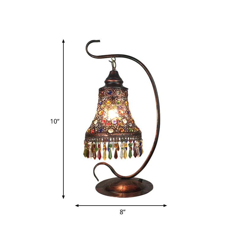 Metaalroest Nachtkastje Verlichting Uitlopende 1-kops Art Deco Nachttafellamp voor woonkamer Clearhalo