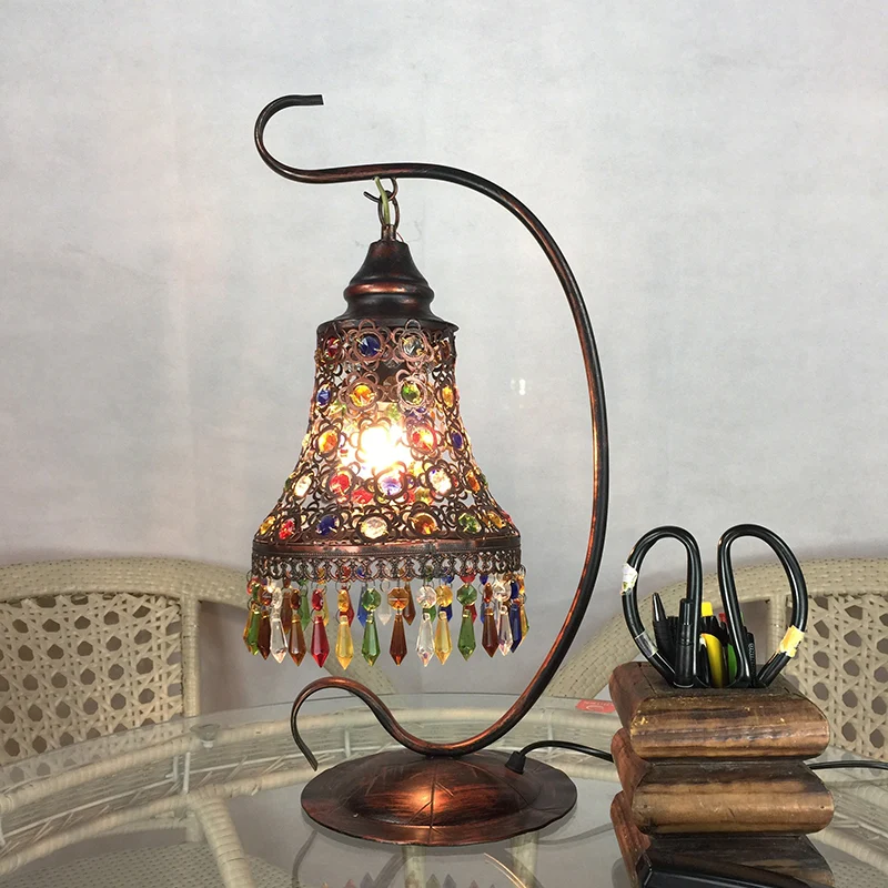 Metaalroest Nachtkastje Verlichting Uitlopende 1-kops Art Deco Nachttafellamp voor woonkamer Clearhalo