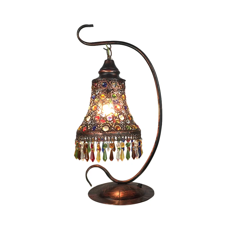 Metaalroest Nachtkastje Verlichting Uitlopende 1-kops Art Deco Nachttafellamp voor woonkamer Clearhalo