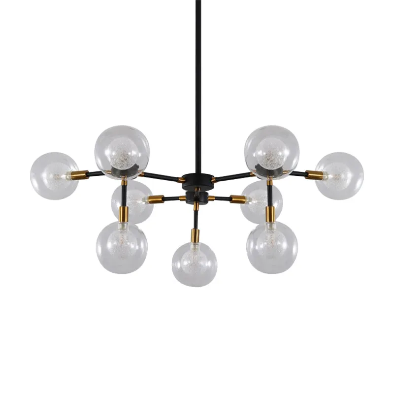 Metal Line hanglamp met heldere Modo moderne kroonluchter zwart voor eetkamer Clearhalo