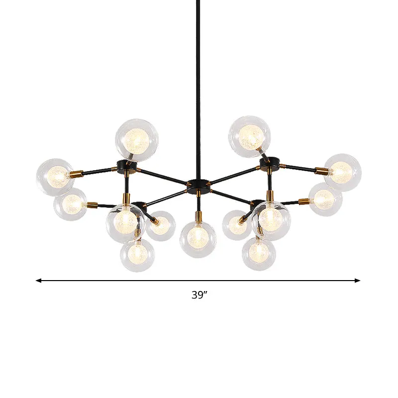 Metal Line hanglamp met heldere Modo moderne kroonluchter zwart voor eetkamer Clearhalo