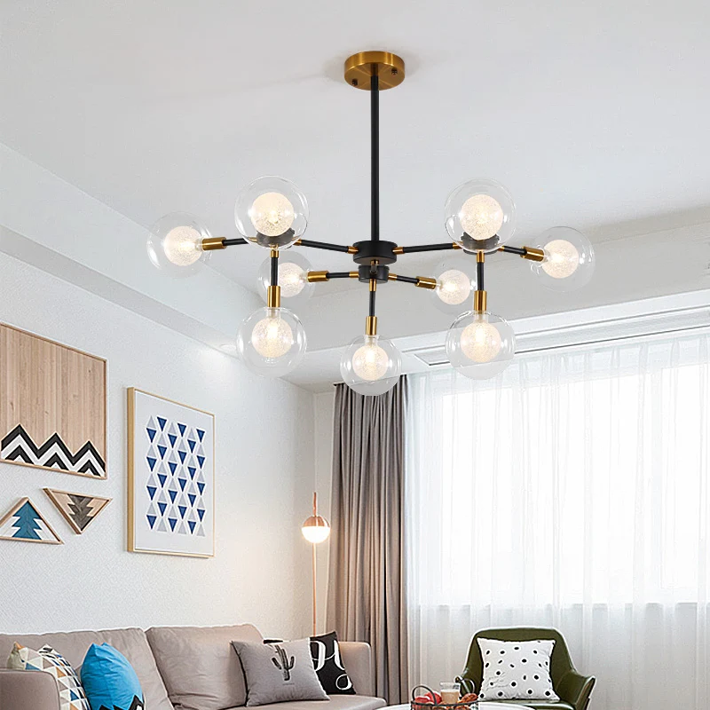 Metal Line hanglamp met heldere Modo moderne kroonluchter zwart voor eetkamer Clearhalo