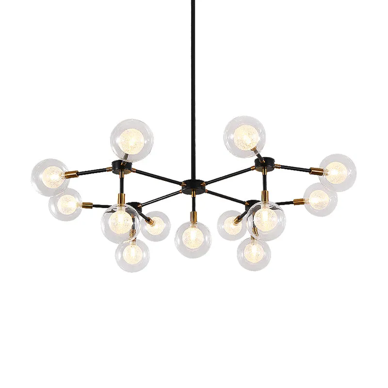 Metal Line hanglamp met heldere Modo moderne kroonluchter zwart voor eetkamer Clearhalo