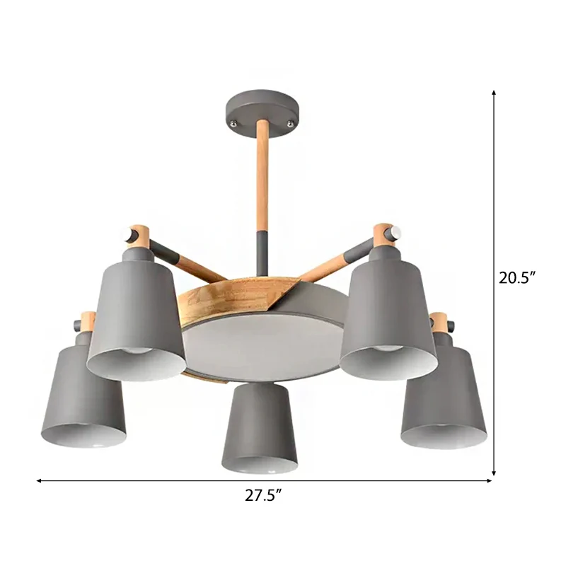Metalen bel hanglamp kantoor restaurant Scandinavische stijl kroonluchter grijze afwerking Clearhalo