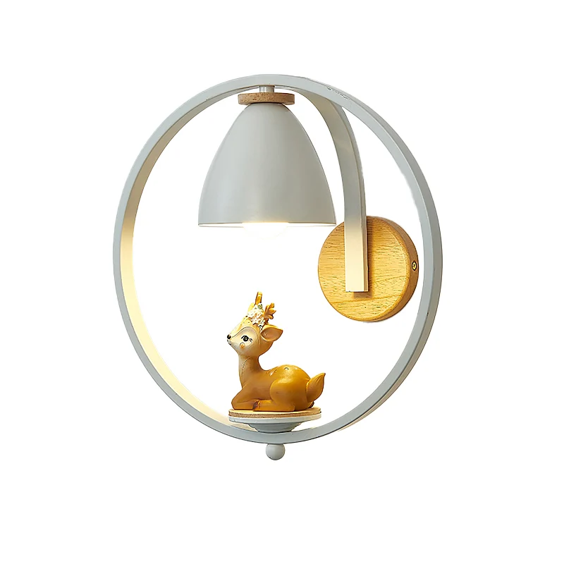 Metalen bel wandlamp Nordic 1 kop witte schansverlichting met ring en beeldje deco Clearhalo