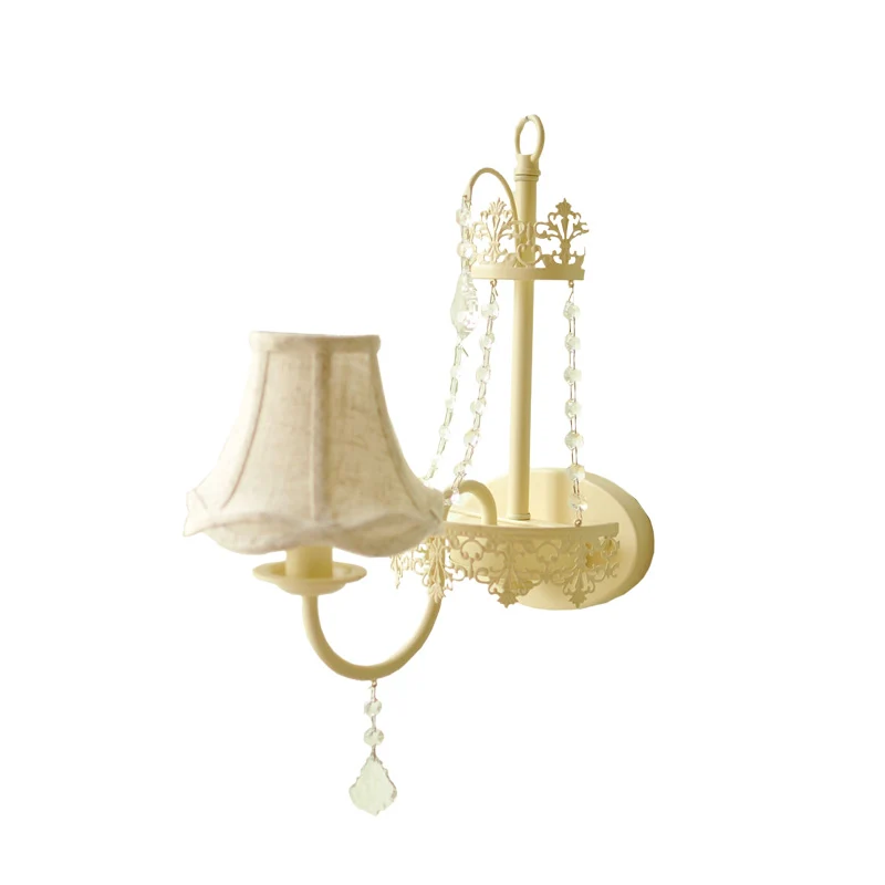Metalen bel/kaars wandlamp, moderne 1-lichts schanslamp met kristallen kraal en zwanenhalsarm geel Clearhalo