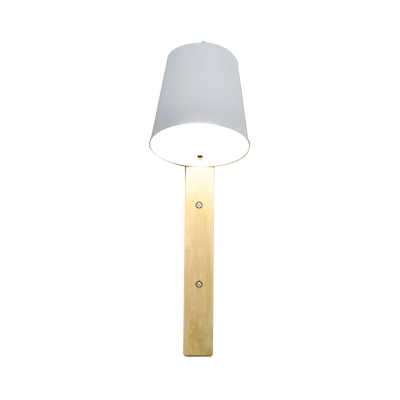 Metalen Bell-wandlamp Modern 1-kops zwart/wit schanslamp met rechthoekige houten achterplaat Clearhalo