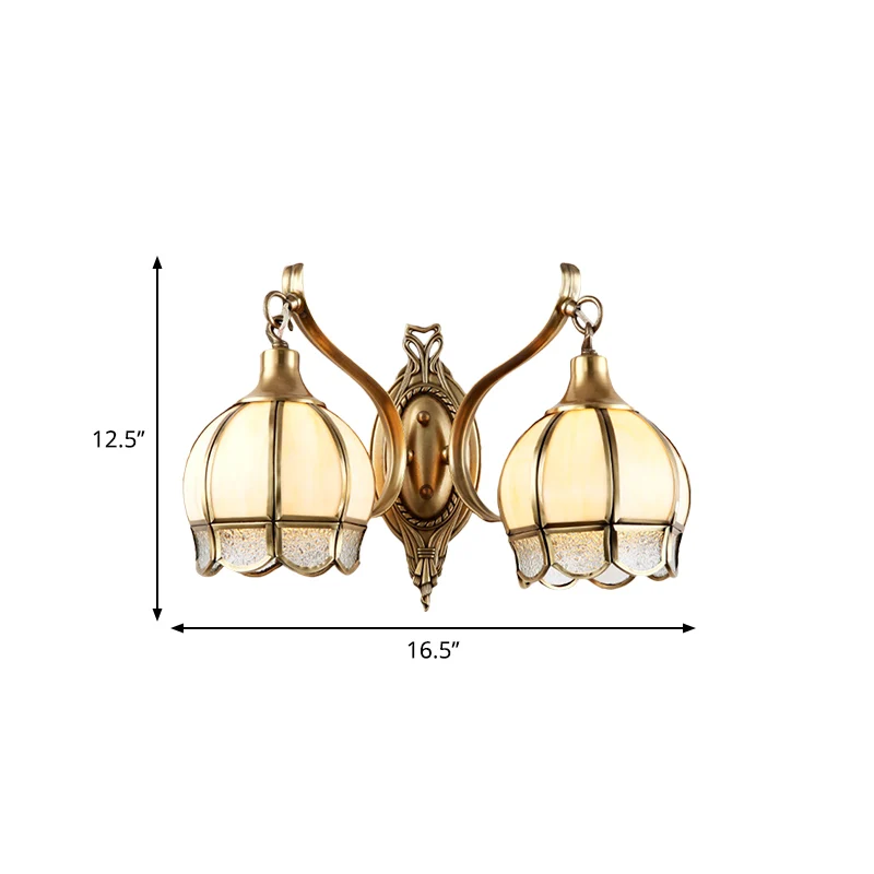 Metalen bloemen schans licht traditionalisme 1/2 hoofden eetkamer wandverlichting messing Clearhalo