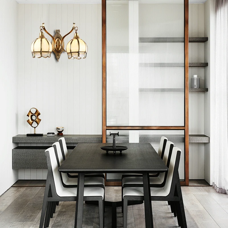 Metalen bloemen schans licht traditionalisme 1/2 hoofden eetkamer wandverlichting messing Clearhalo