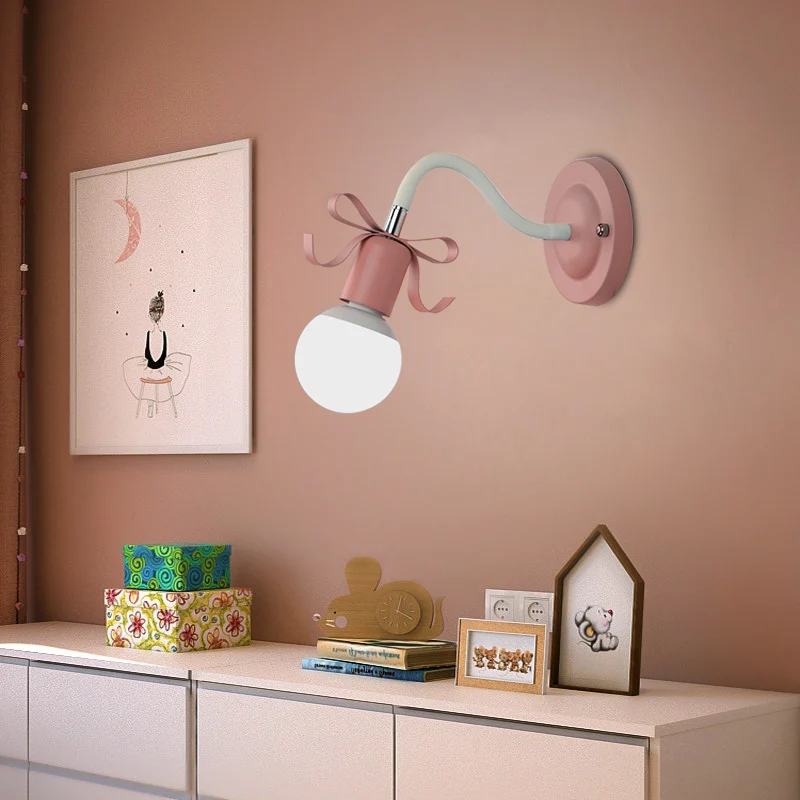 Metalen blote lamp wandlamp met strik enkele kop wandlamp Scandinavische stijl voor de kleuterschool Clearhalo