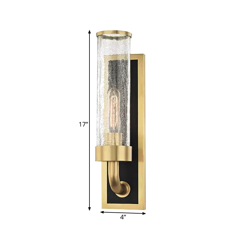 Metalen buis wandverlichting Vintage 1/2 lampen Eetkamer Schans Lichtarmatuur messing met helder craquelé glazen kap Clear...