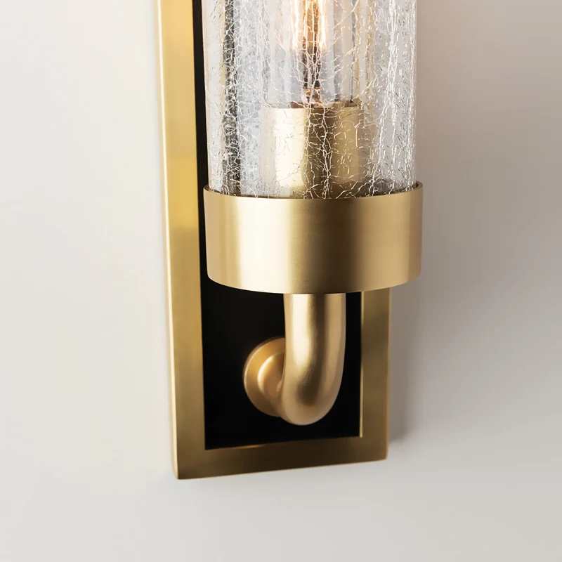 Metalen buis wandverlichting Vintage 1/2 lampen Eetkamer Schans Lichtarmatuur messing met helder craquelé glazen kap Clear...