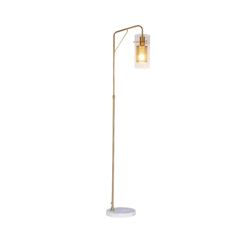 Metalen buisgaas leesvloerlamp postmodern 1 licht gouden staande lamp met helderglazen kap Clearhalo