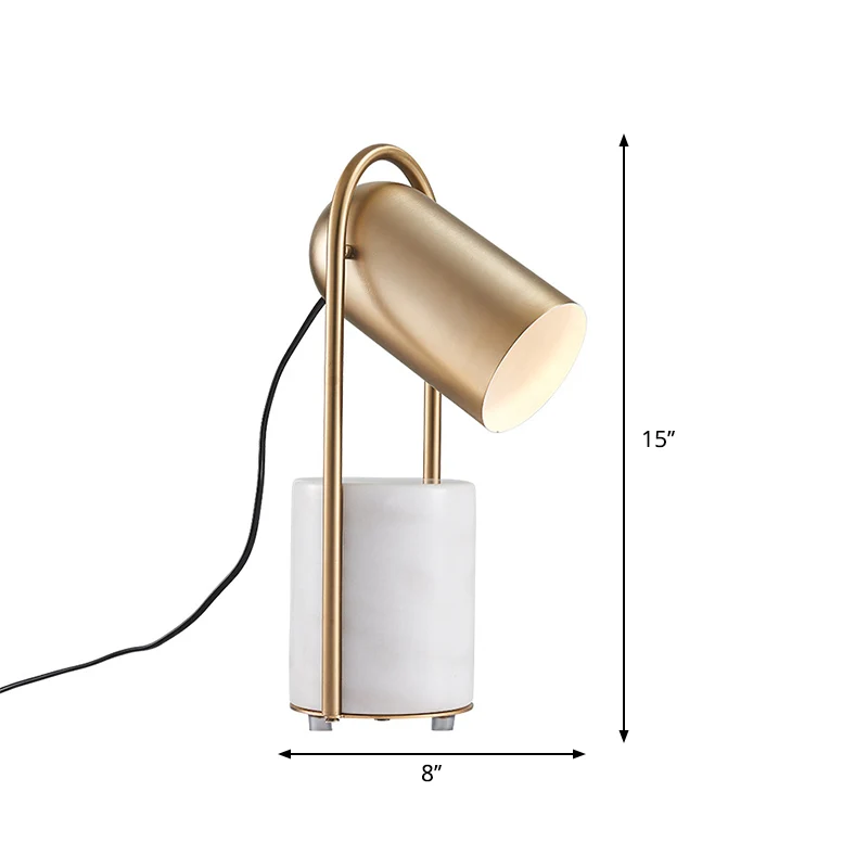 Metalen cloche tafelstandaard licht Designer 1-lichts messing nachtkastjelamp met wit marmeren voetstuk Clearhalo