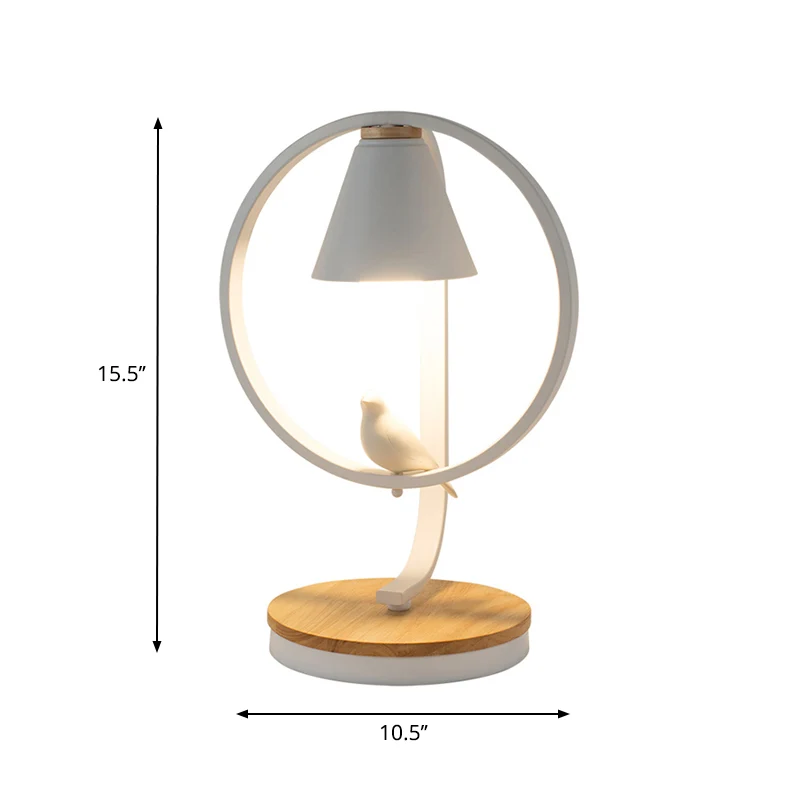 Metalen conische bureaulamp met Pigeon Deco moderne leeslamp wit voor slaapzaal Clearhalo