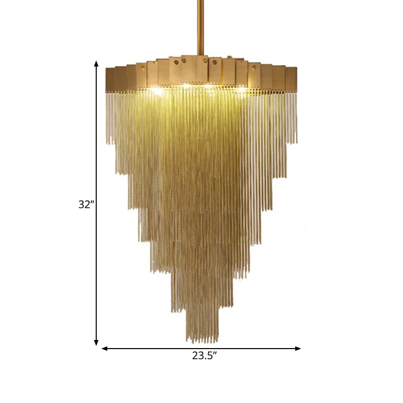Metalen conische kroonluchterlamp Traditionele 16-lichts woonkamer ophangverlichting messing Clearhalo