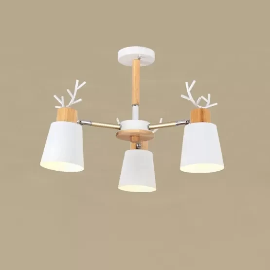 Metalen emmer hanglamp met gewei kroonluchter Scandinavische stijl wit voor woonkamer Clearhalo