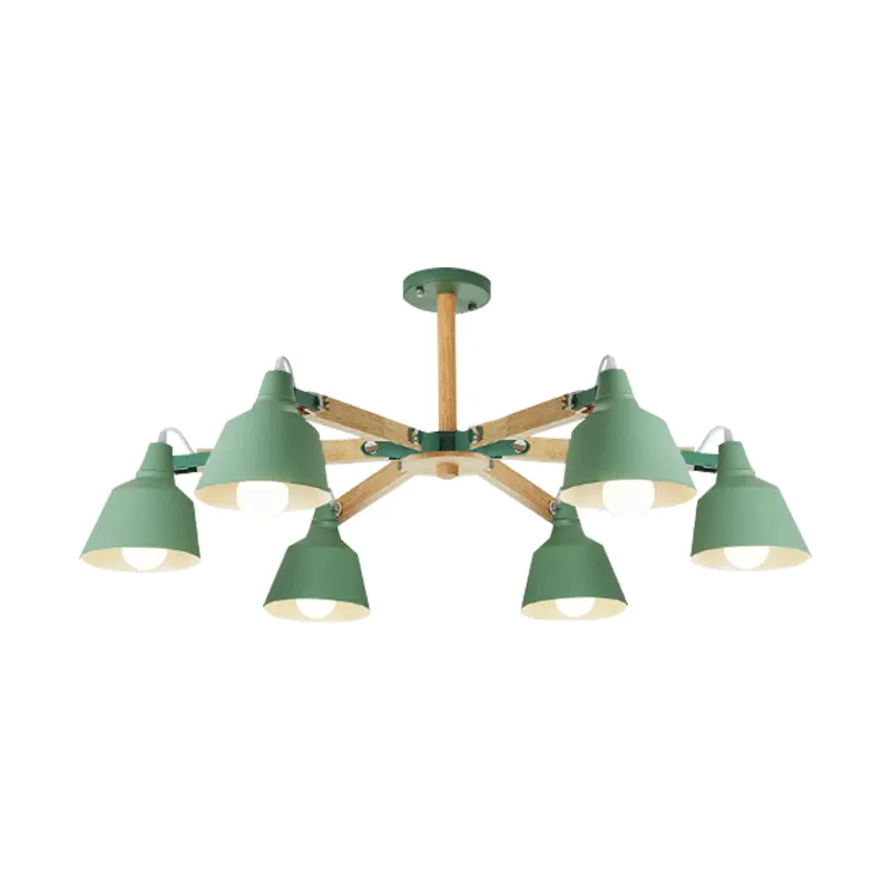 Metalen emmer schaduw kroonluchter Multi-Head Macaron hanglamp voor de kleuterschool Clearhalo