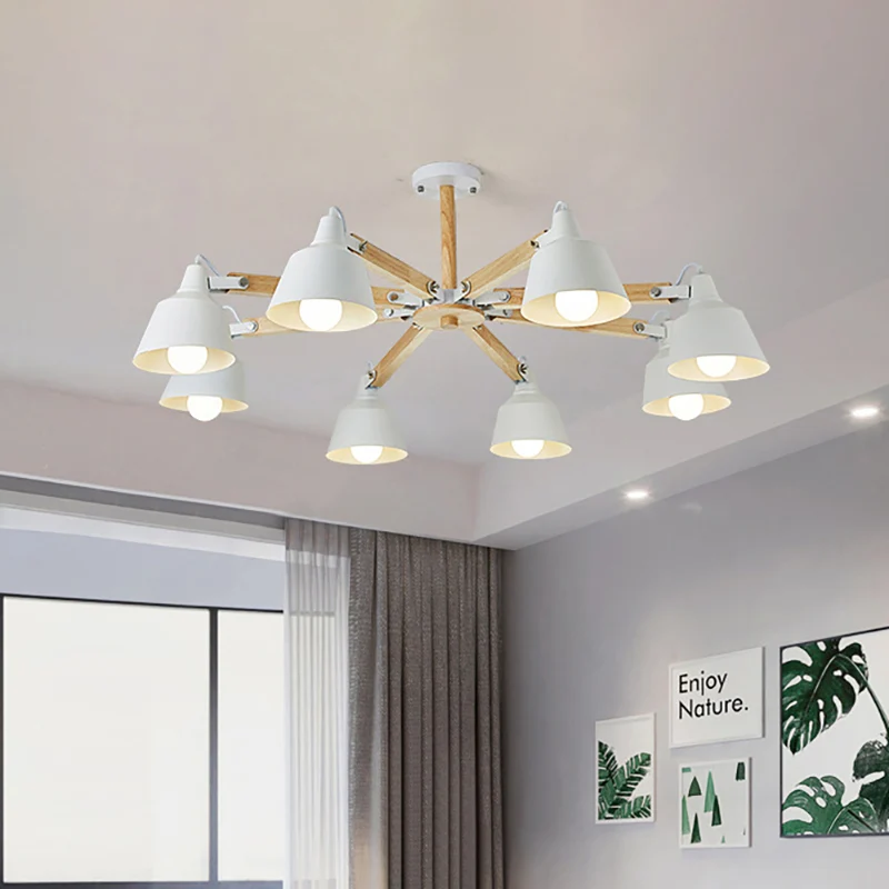 Metalen emmer schaduw kroonluchter Multi-Head Macaron hanglamp voor de kleuterschool Clearhalo