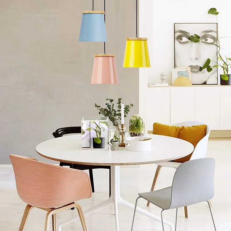 Metalen emmervormige hanglamp Keuken Eetkamer Eén lichte moderne hanglamp Clearhalo