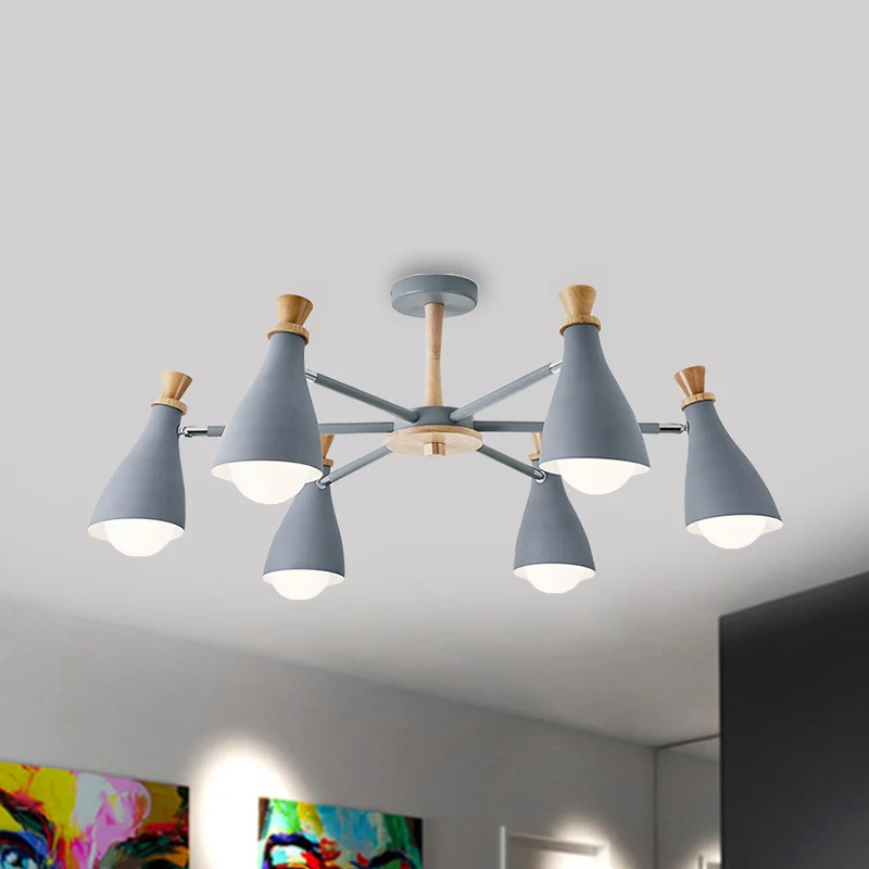 Metalen flesschaduw kroonluchter woonkamer verpleegkamer Macaron-stijl hanglamp Clearhalo