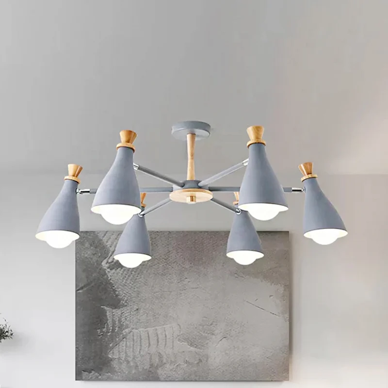 Metalen flesschaduw kroonluchter woonkamer verpleegkamer Macaron-stijl hanglamp Clearhalo