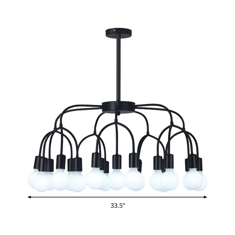 Metalen gebogen armkroonluchter Multi-Head hedendaagse zwart/gouden hanglamp voor woonkamer Clearhalo