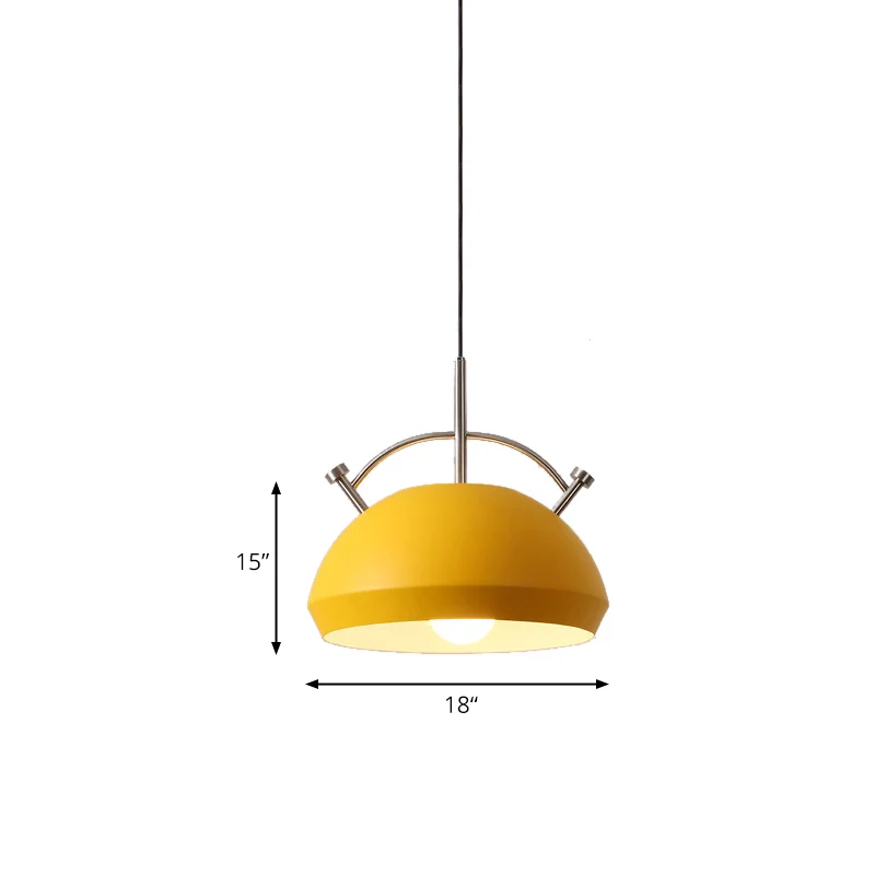 Metalen gebogen kap hanglamp Restaurant Cafe 1 kop Macaron-stijl plafondlamp Clearhalo
