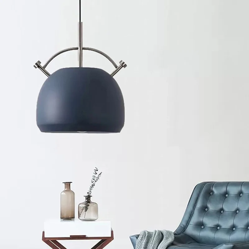 Metalen gebogen kap hanglamp Restaurant Cafe 1 kop Macaron-stijl plafondlamp Clearhalo